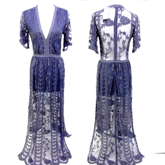 socialite lace overlay romper blue